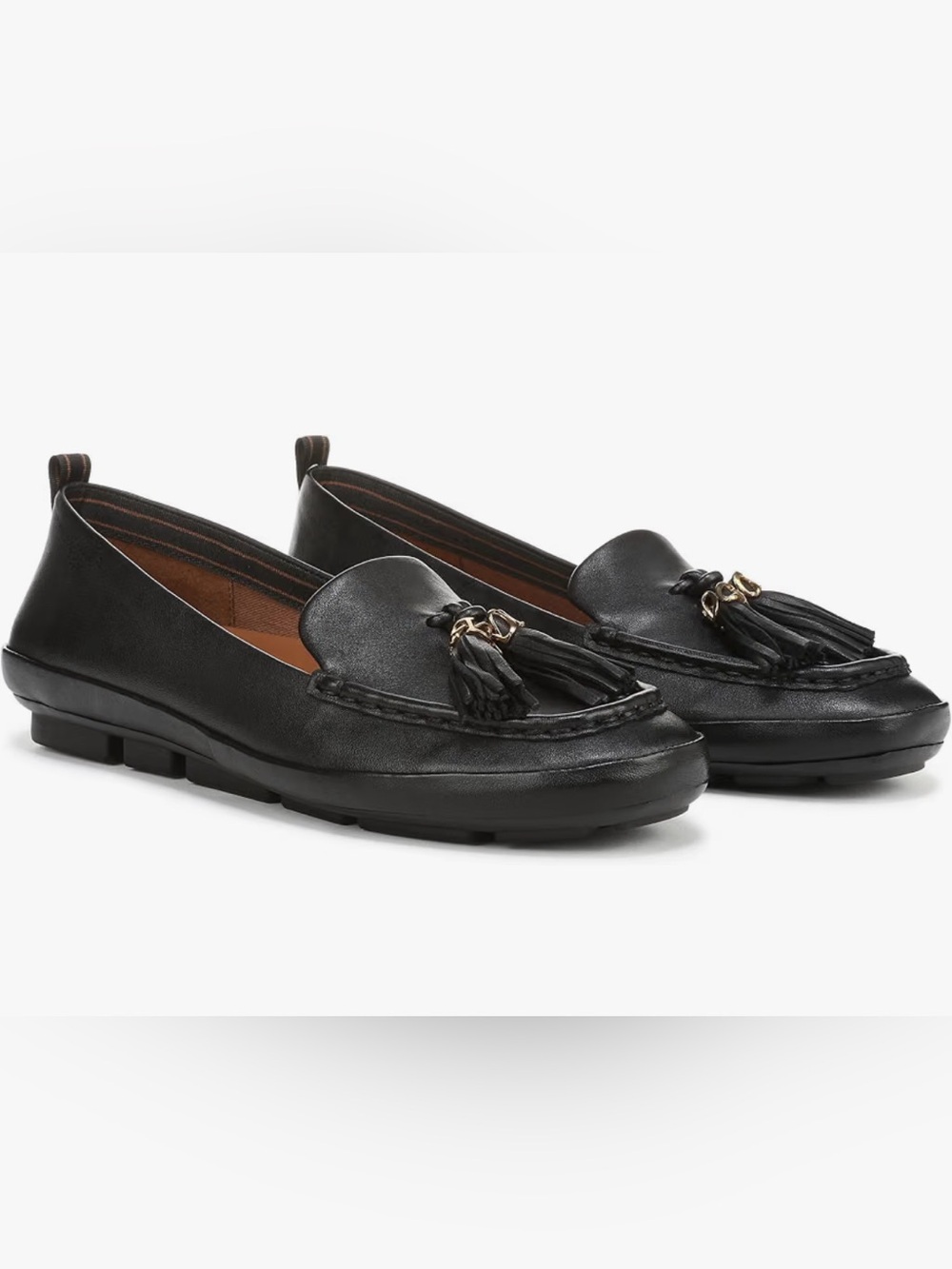 Naturalizer Betsy Loafer In Black Leather Gold Accent Tassel Women’s Size 8.5
